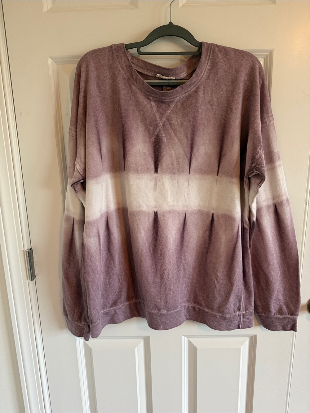 Easel Tie-Dye Stripe Crewneck Sweater - Light Purple Size Large